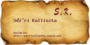 Sári Kalliszta névjegykártya
